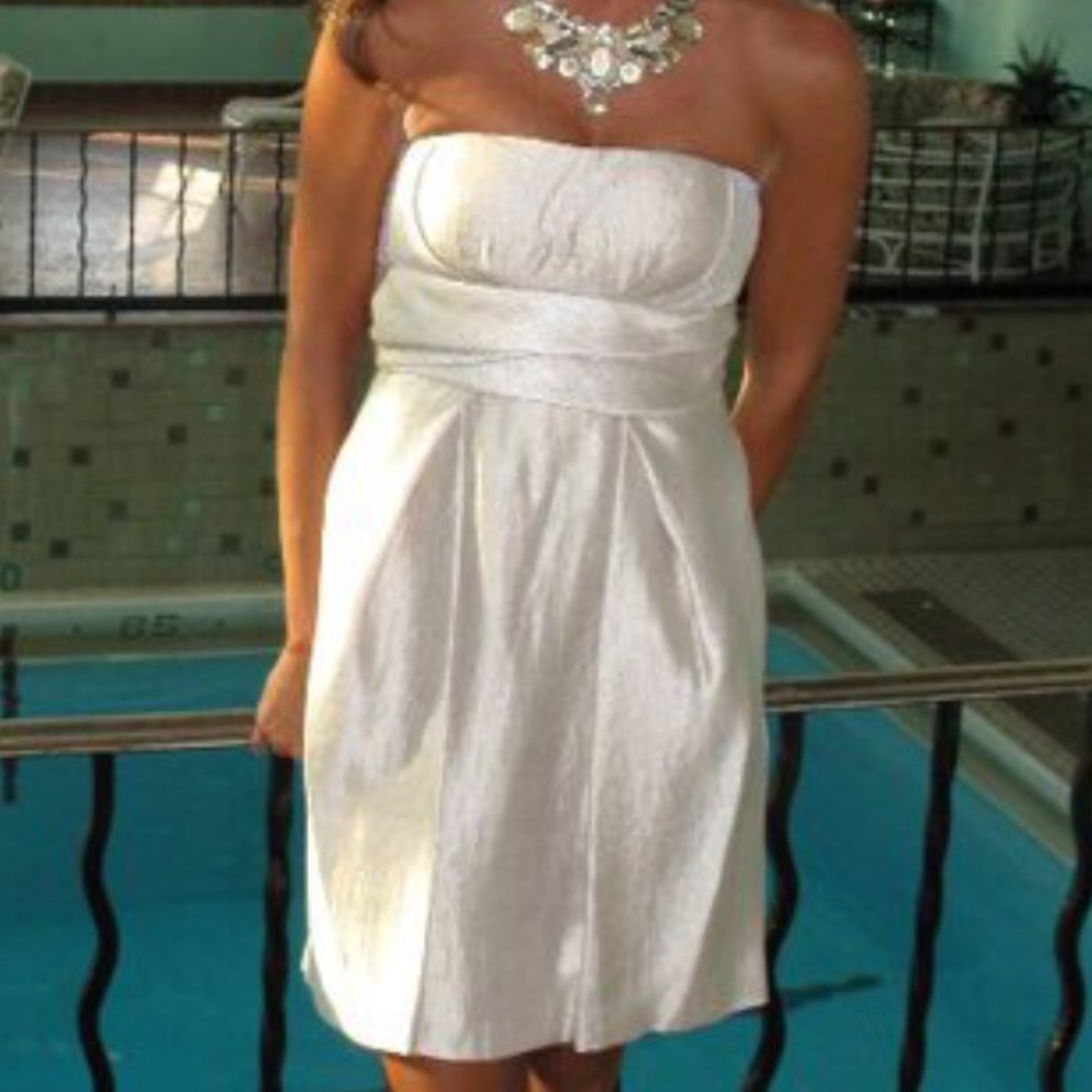 Max & Cleo Champagne-Colored Strapless Dress; Sz 2